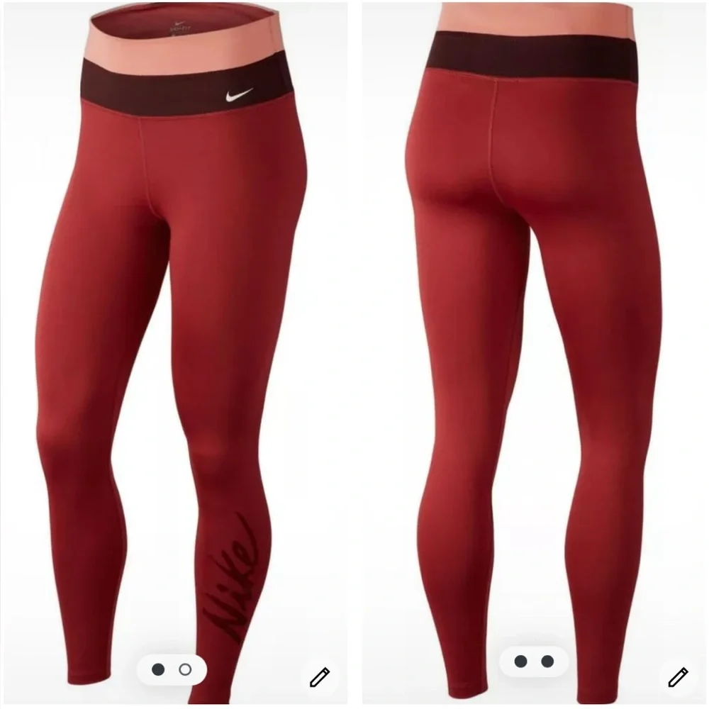 NIKE Dri Fit Epic Luxe‎ Running Tights Size M Red 7/8